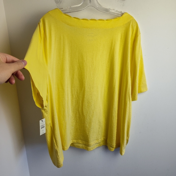 New Talbots Yellow Scalloped Neck T-shirt pima cotton spring summer new 3X - Picture 11 of 11